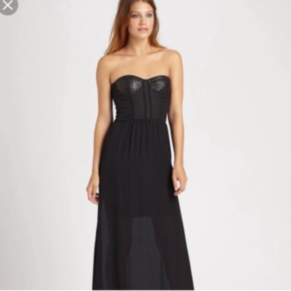 Alice + Olivia Leather & Silk Bustier Maxi Dress Size 0